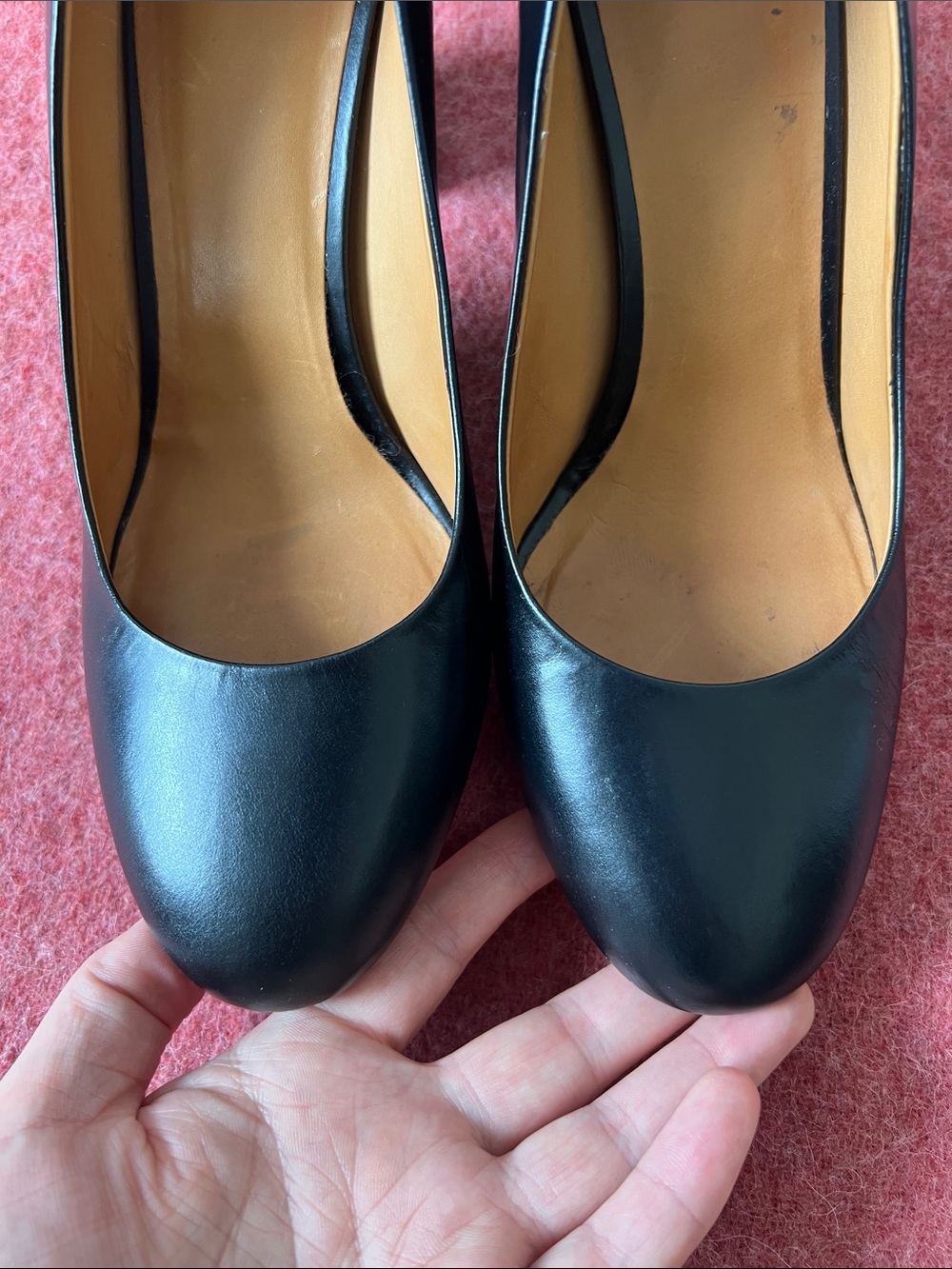 Sezane Helena Black Leather Heels Chunky Wood-effect Heel Size 39 - Picture 9 of 15